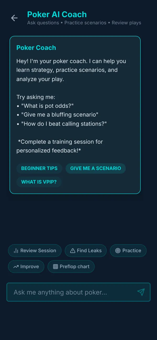 Poker AI Coach chat